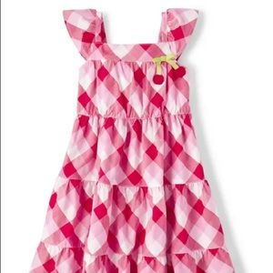 Gymboree Girls Gingham Tiered Dress - Very Cherry